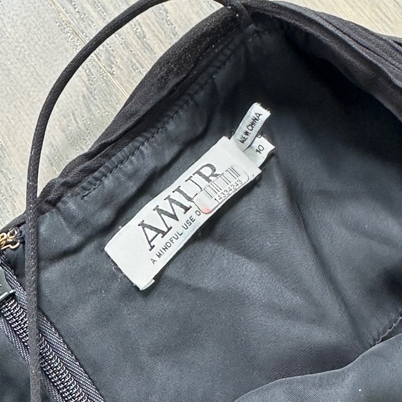 AMUR Janet Halterneck Cutout Pleated Gown Cut Out Black Maxi Dress Halter Sz 10 - Picture 5 of 9